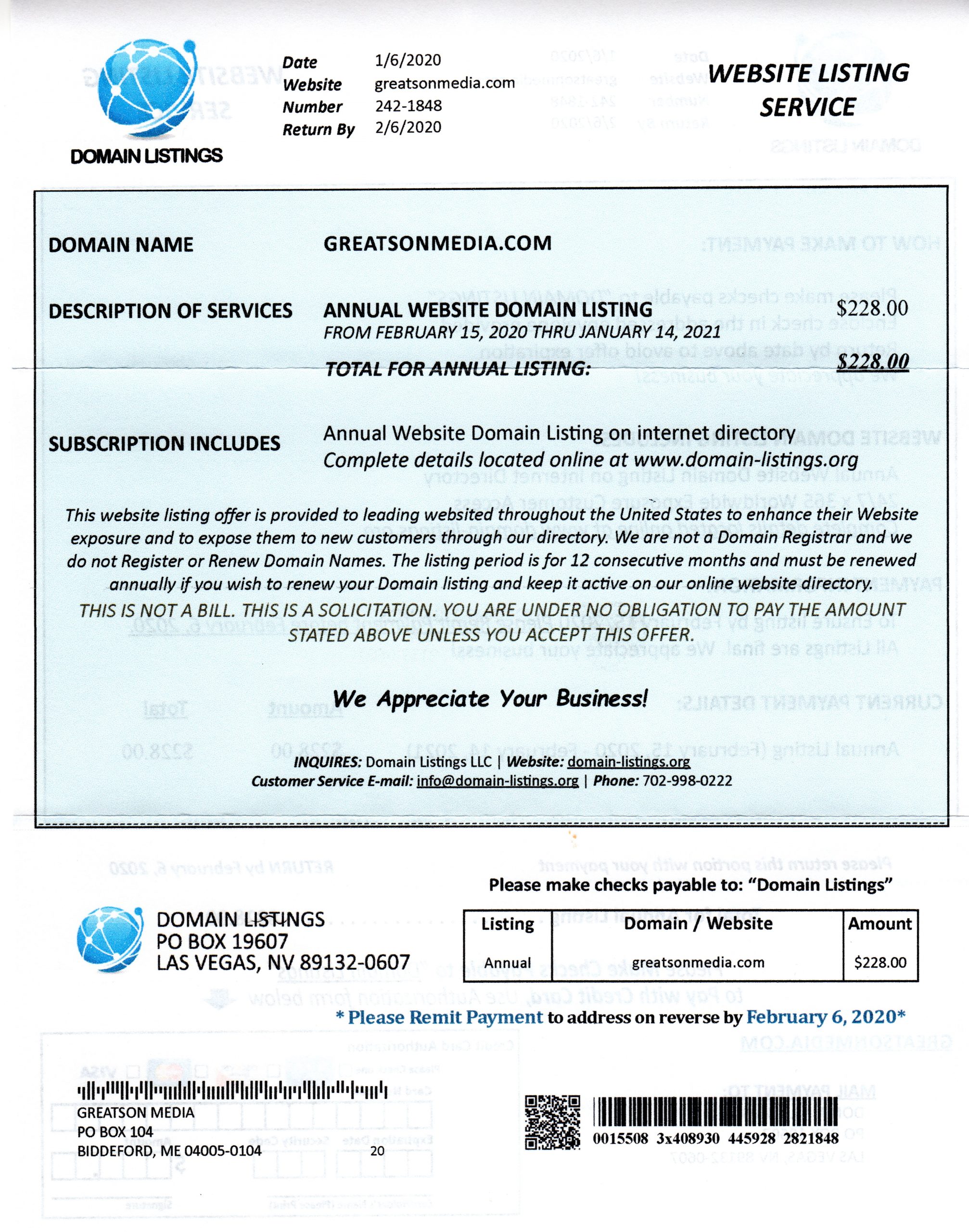 Domain Listings Scam